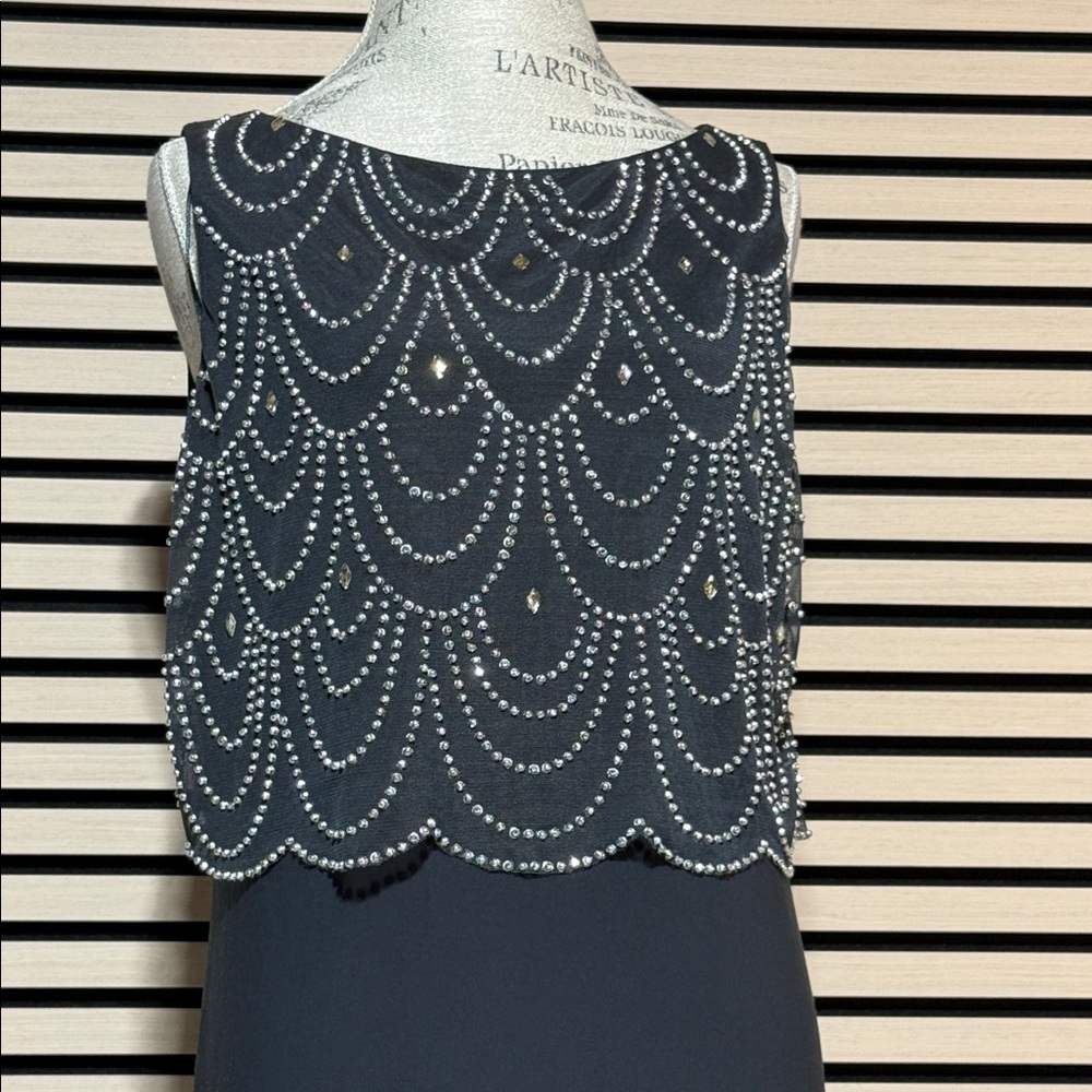 Gray Sequin Beaded Dress Size 12 – Sleeveless Elegant Formal Dress.